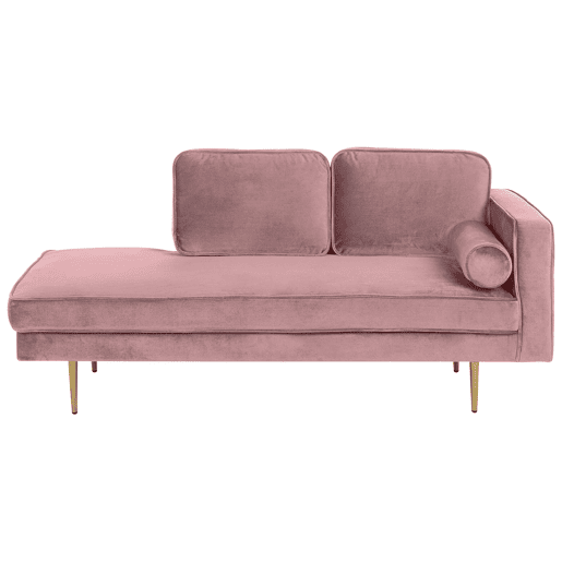 Chaise longue à direita MIRAMAS Veludo Rosa
