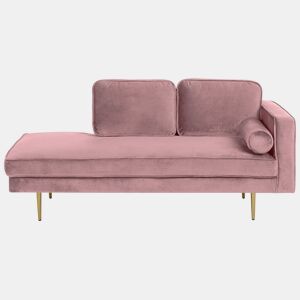 Chaise longue à direita MIRAMAS Veludo Rosa