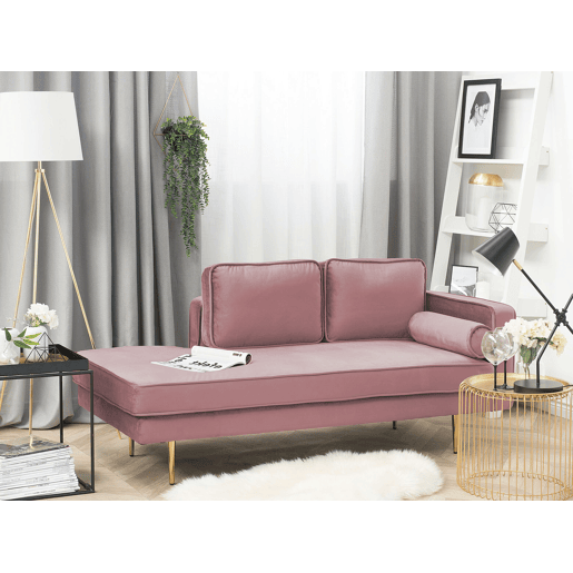Chaise longue à direita MIRAMAS Veludo Rosa