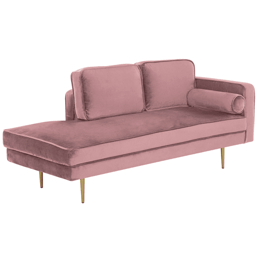 Chaise longue à direita MIRAMAS Veludo Rosa