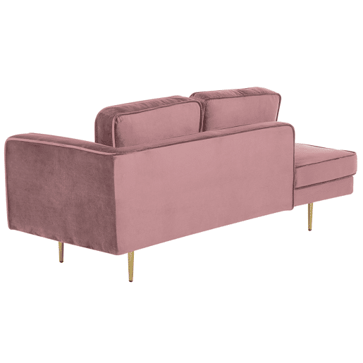 Chaise longue à direita MIRAMAS Veludo Rosa