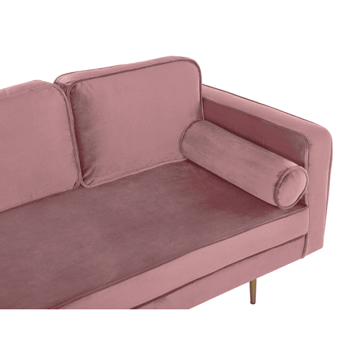 Chaise longue à direita MIRAMAS Veludo Rosa