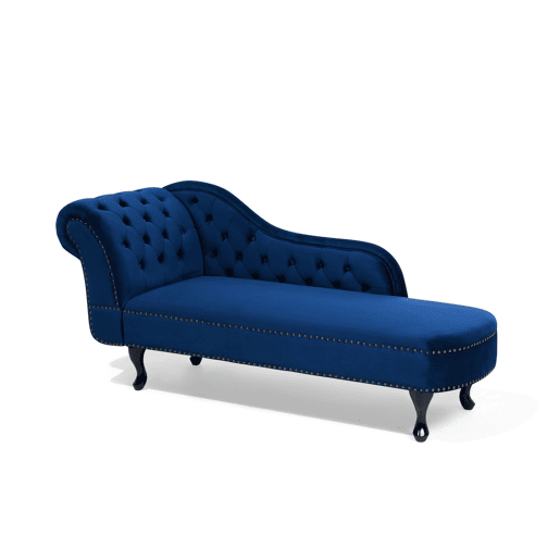 Chaise longue à esquerda NIMES Veludo Azul marinho Chaise longue à esquerda NIMES Veludo Azul marinho
