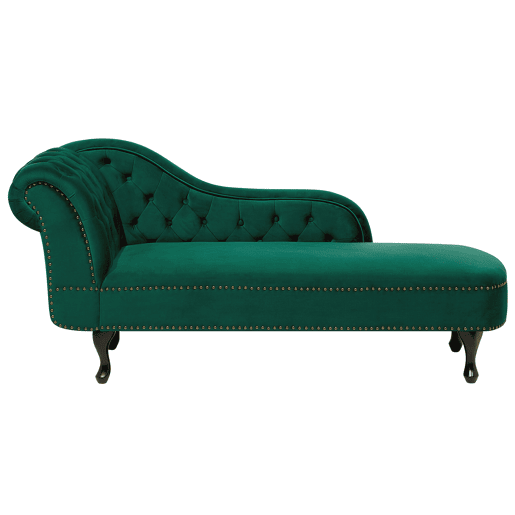 Chaise longue à esquerda NIMES Veludo Verde escuro