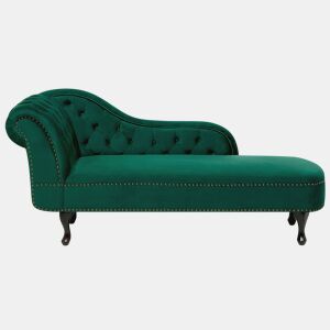 Chaise longue à esquerda NIMES Veludo Verde escuro