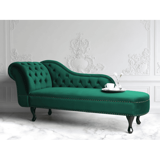 Chaise longue à esquerda NIMES Veludo Verde escuro