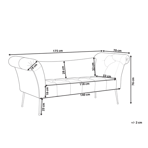 Beliani Chaise longue Veludo NANTILLY