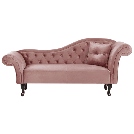 Chaise longue à direita LATTES Veludo Rosa