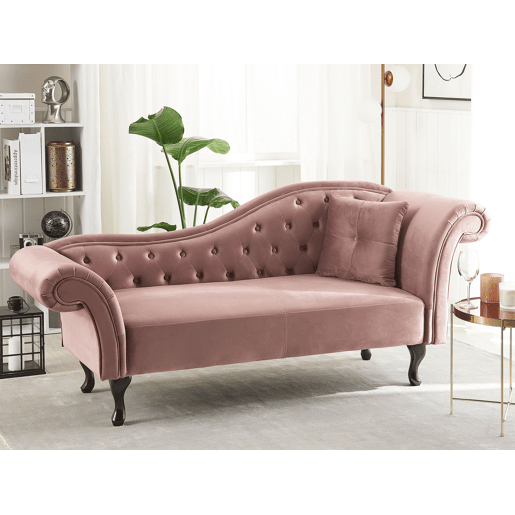 Chaise longue à direita LATTES Veludo Rosa