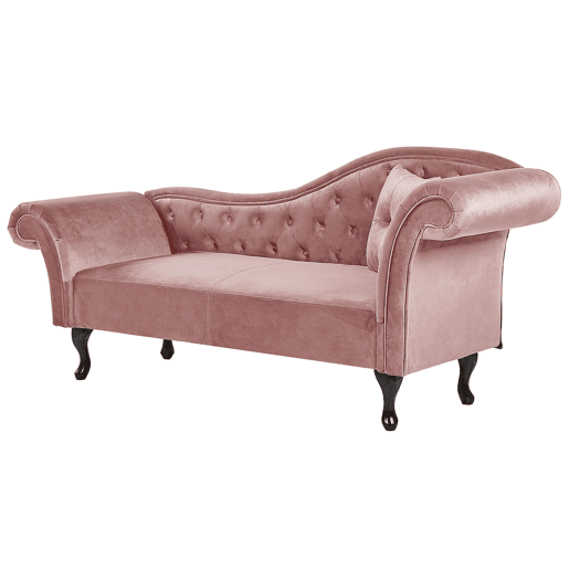 Chaise longue à direita LATTES Veludo Rosa