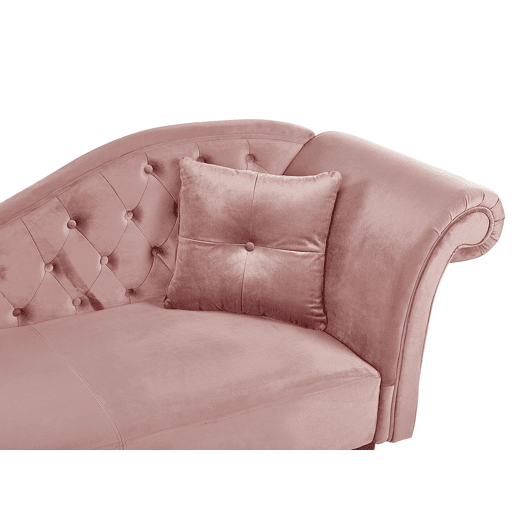Chaise longue à direita LATTES Veludo Rosa