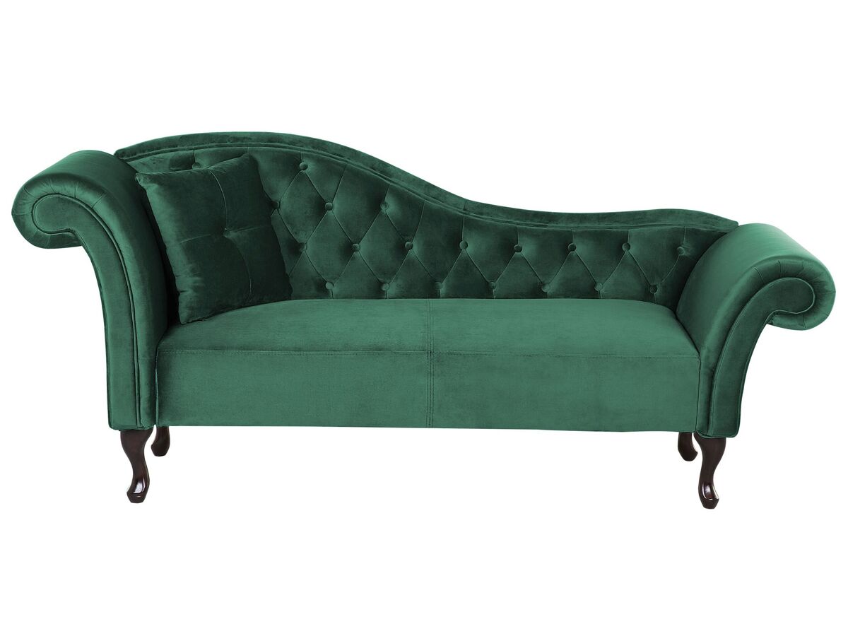 Beliani Chaise longue izquierdo Terciopelo LATTES Verde Oscuro