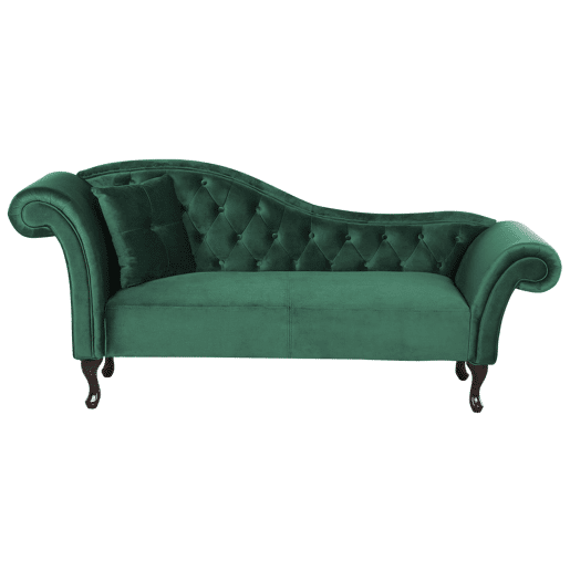 Chaise longue à esquerda LATTES Veludo Verde escuro