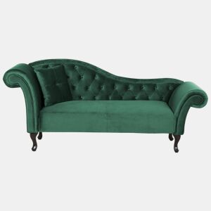 Chaise longue à esquerda LATTES Veludo Verde escuro