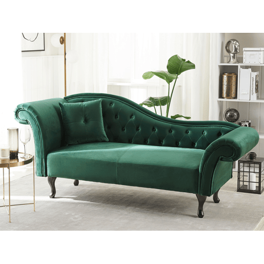 Chaise longue à esquerda LATTES Veludo Verde escuro