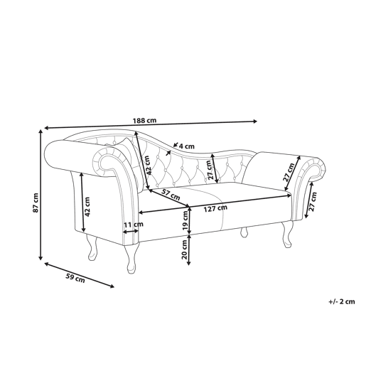 Chaise longue à esquerda LATTES Veludo Verde escuro