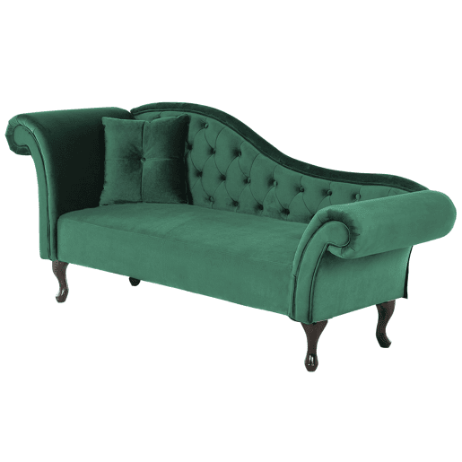 Chaise longue à esquerda LATTES Veludo Verde escuro
