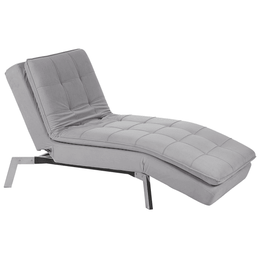 Chaise longue LOIRET Veludo Cinzento claro