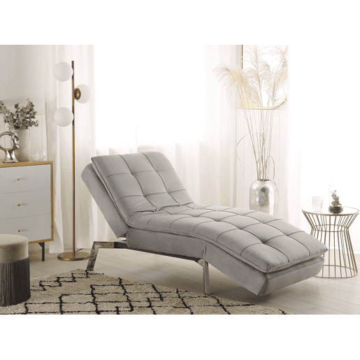 Chaise longue LOIRET Veludo Cinzento claro