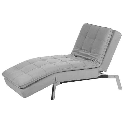 Chaise longue LOIRET Veludo Cinzento claro