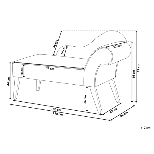 Chaise longue à direita BIARRITZ Veludo Verde escuro