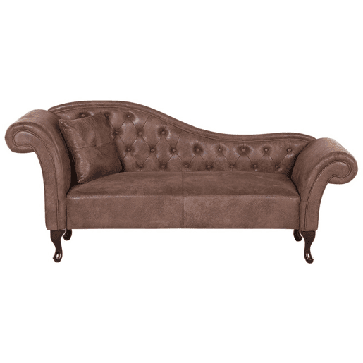 Chaise longue à esquerda LATTES Camurça sintética Castanho claro