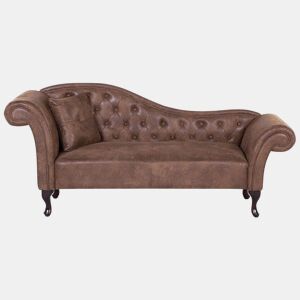 Chaise longue à esquerda LATTES Camurça sintética Castanho claro