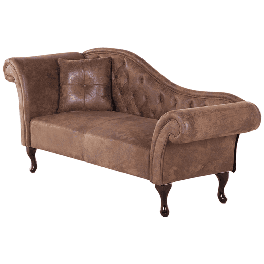 Chaise longue à esquerda LATTES Camurça sintética Castanho claro
