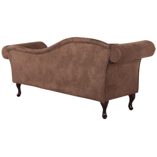 Chaise longue à esquerda LATTES Camurça sintética Castanho claro