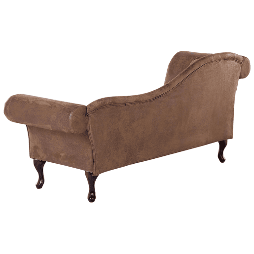 Chaise longue à esquerda LATTES Camurça sintética Castanho claro