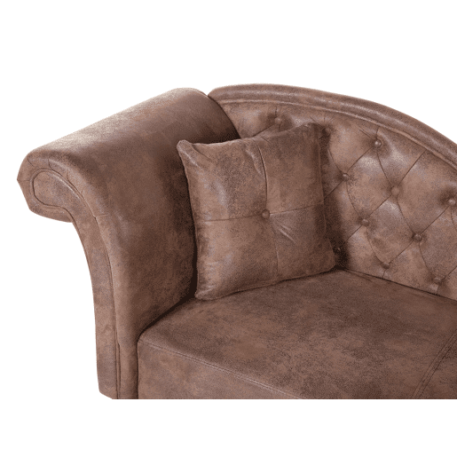 Chaise longue à esquerda LATTES Camurça sintética Castanho claro