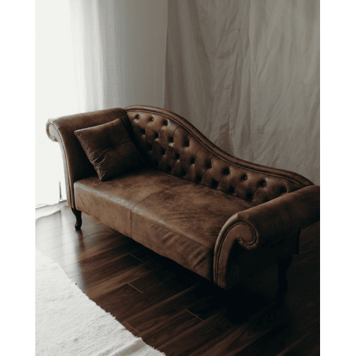 Chaise longue à esquerda LATTES Camurça sintética Castanho claro
