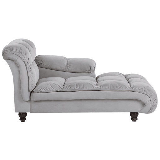 Chaise longue à esquerda LORMONT Veludo Cinzento claro