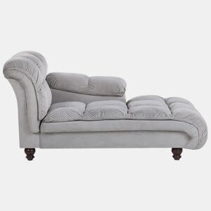 Chaise longue à esquerda LORMONT Veludo Cinzento claro