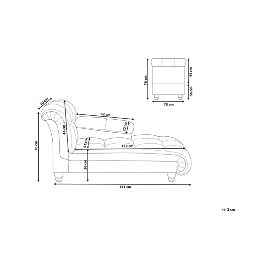 Chaise longue à esquerda LORMONT Veludo Cinzento claro