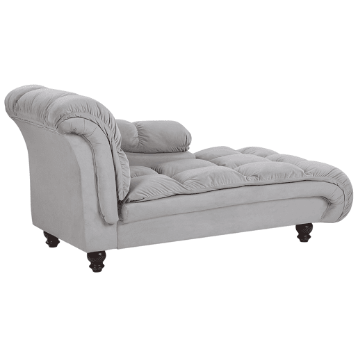 Chaise longue à esquerda LORMONT Veludo Cinzento claro