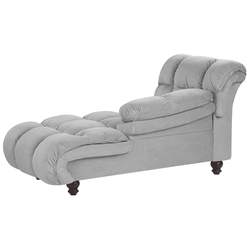 Chaise longue à esquerda LORMONT Veludo Cinzento claro