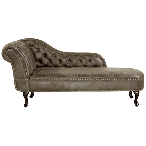 Chaise longue à esquerda NIMES Camurça sintética Castanho escuro