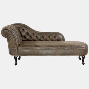 Chaise longue à esquerda NIMES Camurça sintética Castanho escuro