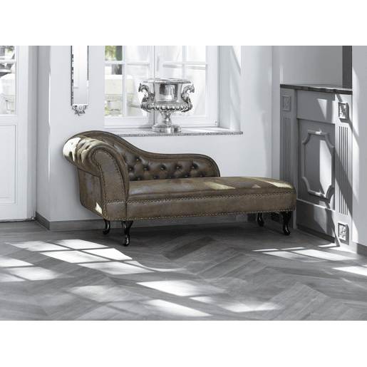 Chaise longue à esquerda NIMES Camurça sintética Castanho escuro