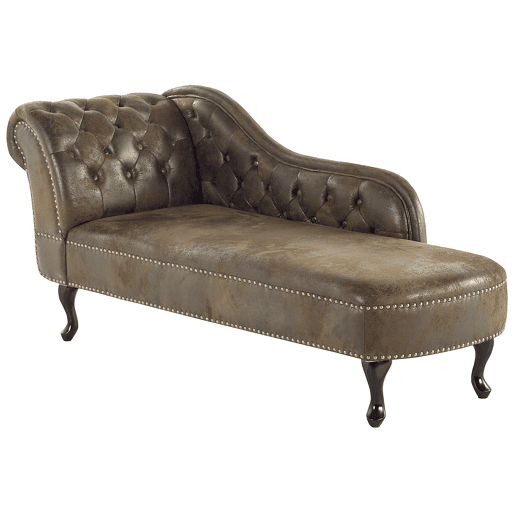 Chaise longue à esquerda NIMES Camurça sintética Castanho escuro