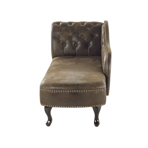 Chaise longue à esquerda NIMES Camurça sintética Castanho escuro