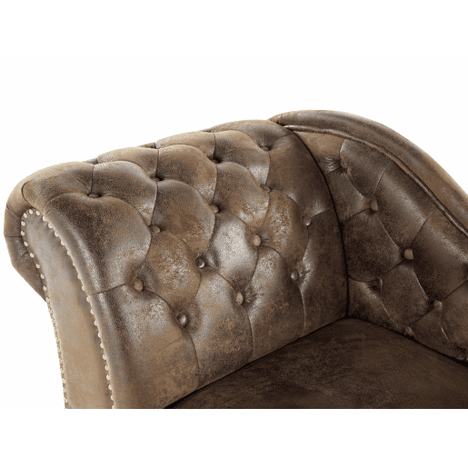 Chaise longue à esquerda NIMES Camurça sintética Castanho escuro