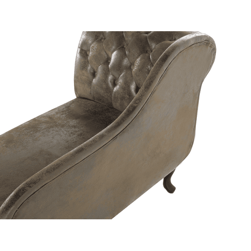 Chaise longue à esquerda NIMES Camurça sintética Castanho escuro