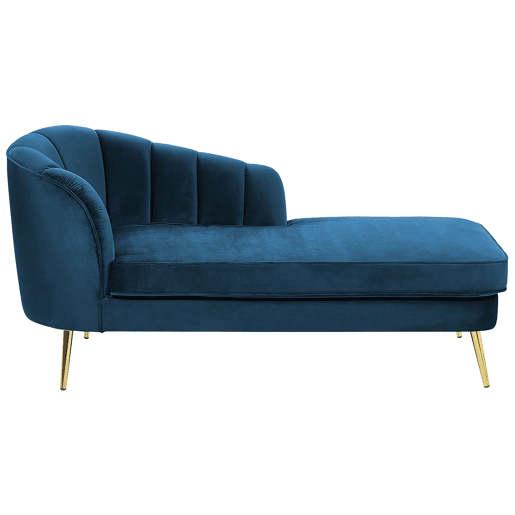 Chaise longue à esquerda ALLIER Veludo Azul marinho