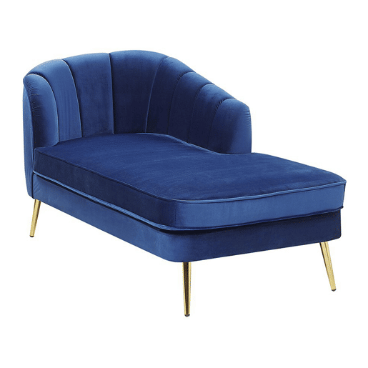 Chaise longue à esquerda ALLIER Veludo Azul marinho