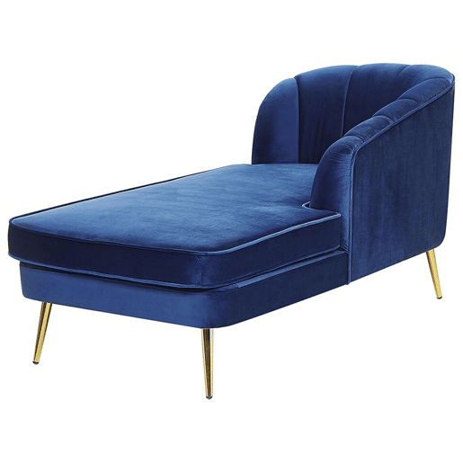 Chaise longue à esquerda ALLIER Veludo Azul marinho