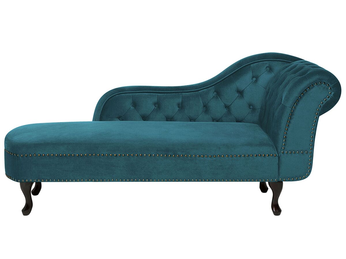 Beliani Chaise longue derecho Terciopelo NIMES Azul/ Verde
