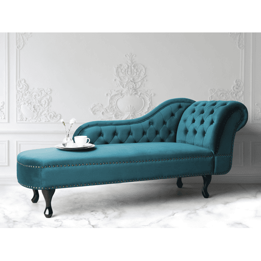 Chaise longue à direita NIMES Veludo Azul esverdeado
