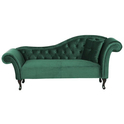 Chaise longue à direita LATTES Veludo Verde escuro